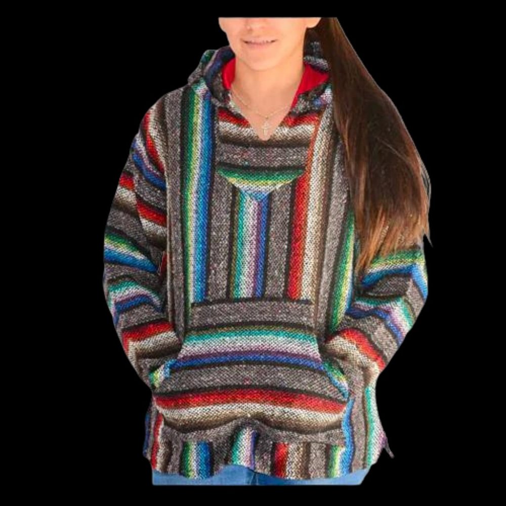 Baja Shirt Hoodie Drug Rug Recycled Fibers Striped XXXL